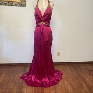 NWT Allure Evenings Maxi Whimsical satin beaded sexy dress Y2K Mermaid  8